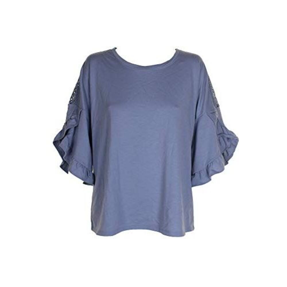 Style & Co Ruffled Crochet Inset Sweatshirt - Picture 2 of 3